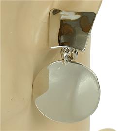 Metal Rectangle Round Clip-On Earring