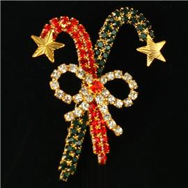 Rhinestones Holiday Brooch