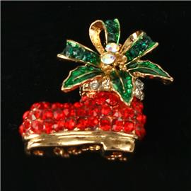 Rhinestones Chritsmas Boots Brooch