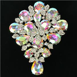 Crystal Tear Flower Brooch