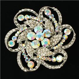 Crystal Flower Brooch