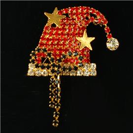 Rhinestones Christmas Hat Brooch