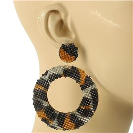 Rhinestones Animal Print Round Earring