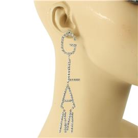 Rhinestones Long Glam Earring