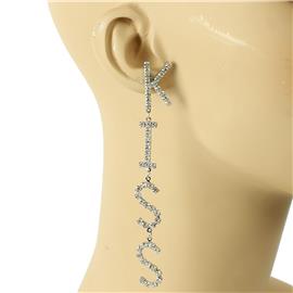 Rhinestones Long Kiss Earring