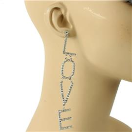 Rhinestones Long Love Earring