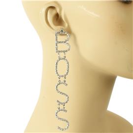 Rhinestones Long Boss Earring