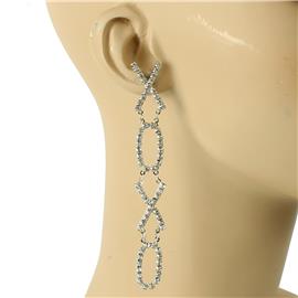 Rhinestones Long XOXO Earring