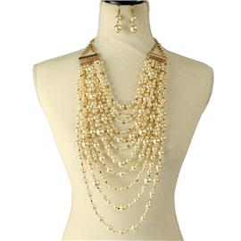 Pearl Multilayered Necklace Set