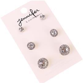 3 Pair Stud Earring Set