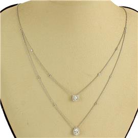 CZ Double Layereds Tear Necklace