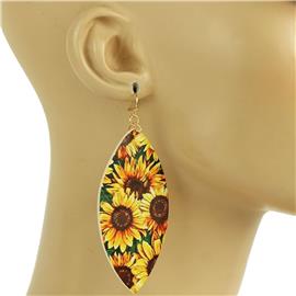 Fashion Oval Sunflower Earring