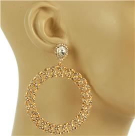 Stones Metal Link Round Earring