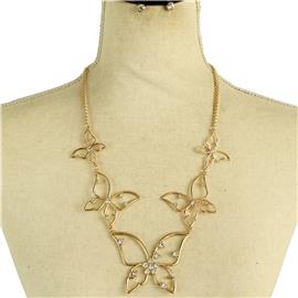 Metal Butterfly Necklace Set