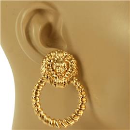 Metal Leon Round Earring