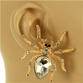 Metal Stones Spider Earring