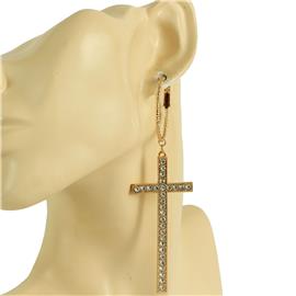 Metal Drop Cross Hoop Earring