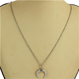 Stainless Steel Pendant Half Moon Necklace