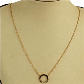 Stainless Steel Pendant Round Stones Necklace