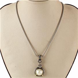 CZ Pearl Charm Necklace