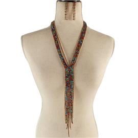 Rhinestones Long Fringeds Necklace Set