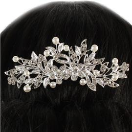 Crystal Pearl Flower Hair Comb