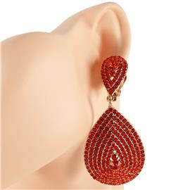 Rhinestones Teardrop Clip-On Earring