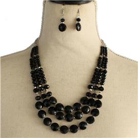 Fashion Crystal Beads Round Necklace Set