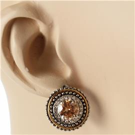 CZ Rhodium Round French Back Earring