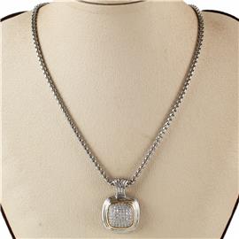 CZ Square Charm Necklace