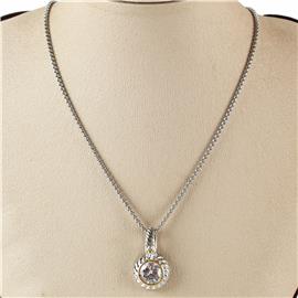 CZ Round Charm Necklace