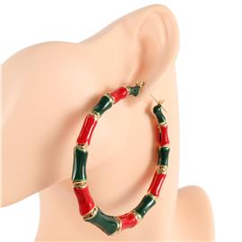 Enamel Metal Round Hoop Earring