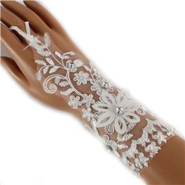 Mesh Pearl Flower Gloves