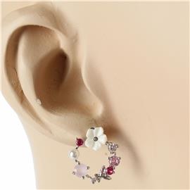 CZ Round Flower Earring