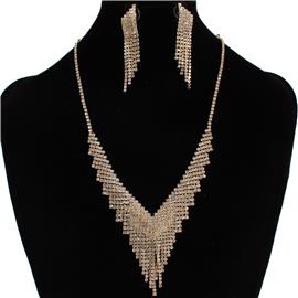 Rhinestones Fringeds Necklace Set