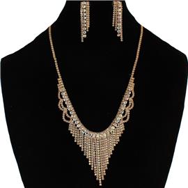 Rhinestones Fringeds Necklace Set