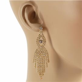 Rhinestones Twisted Fringeds Earring