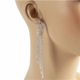 Rhinestones Long Twisted Earring