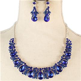 Crystal Teardrop Necklace Set