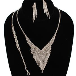 Rhinestones Fringeds 3 Pcs Necklace Set