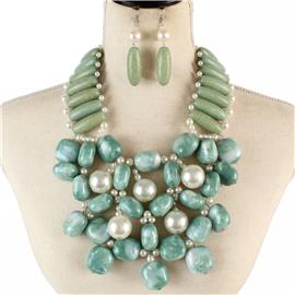 Semi Stone Fashion Necklace Set