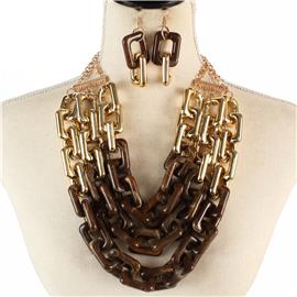 Acryl Chain Link Necklace Set