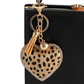 Animal Print Heart Key Chain