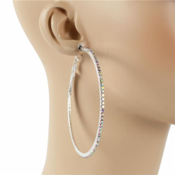 80 MM Rhinestones Hoop Earring