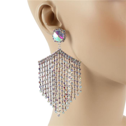 Rhinestones Fringe Chandelier Earring