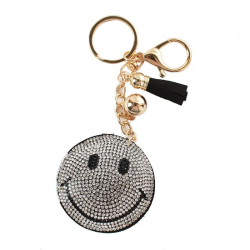 Rhinestones Happy Face Key Chain