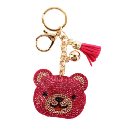 Rhinestones Bear Face Key Chain