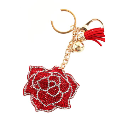 Rhinestones Rose Key Chain