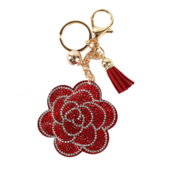 Rhinestones Rose Key Chain