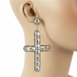 Crystal Chunky Cross Earrimg